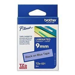 Brother TZE-521 Blau mit Schwarz, Original-Etikett.