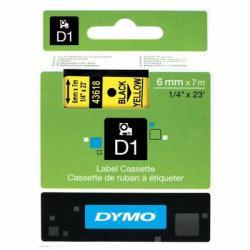 Dymo D1 43618 Black On Yellow Original Label Strip 6mm x 7m