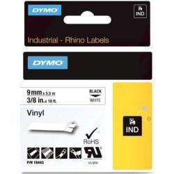 Dymo RhinoPRO 18443 White Black Coloured Vinyl Strip 9mm x 5.5m
