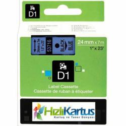 Dymo D1 53716 Black On Blue Compatible Label Strip 24mm x 7m