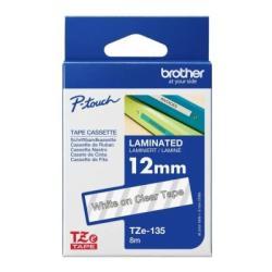 Brother TZE-135 Şeffaf Üzerine Beyaz Ojinal Etiket