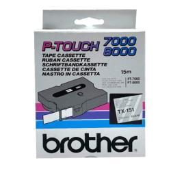 Brother TX-151 Şeffaf Üzerine Siyah Orjinal Şerit