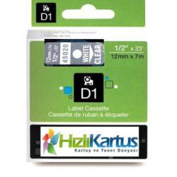 Dymo D1 45020 Şeffaf Üzerine Beyaz Muadil Etiket Ş