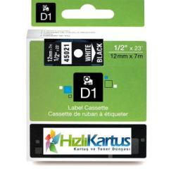 Dymo D1 45021 Siyah Üzerine Beyaz Muadil Etiket Şe