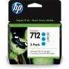 HP 3ED77A (712) Blau, Original-Tintenpatrone, 3er-Pack - Neu.