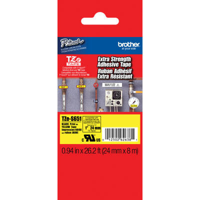 Brother TZE-S651 (24MM) Black Laminated Label (U)