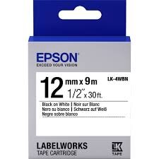 Epson C53S654021 (LK-4WBN) Original Black Label Ribbon on White - LW-400VP