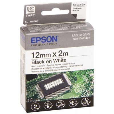 Epson LC-4WBH2 Schwarz - Weiß Etiket Tag (12mm)