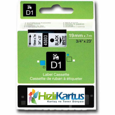 Dymo D1 45808 Sarı Üzerine Siyah Muadil Etiket Şer