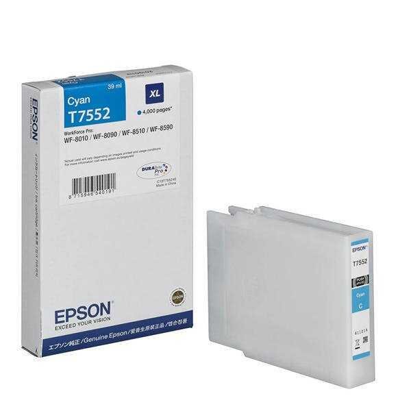 Epson C13T75524010 (T7552) XL Original Cyan Cartridge - WF-8010DW / WF-8090 (Without Box)