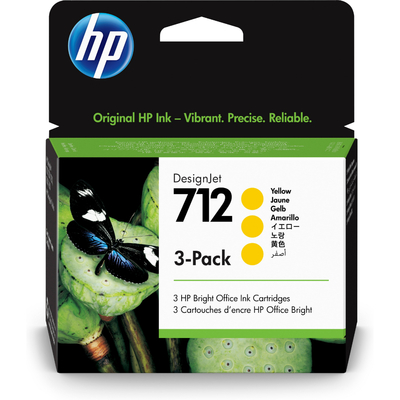 HP 3ED79A (712) Yellow Original Cartridge 3-pack - DesignJet T650