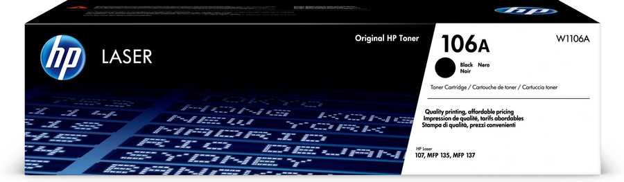 HP W1106A (106A) Black Original Toner Cartridge - Laserjet MFP 137Fnw / M135A (B)