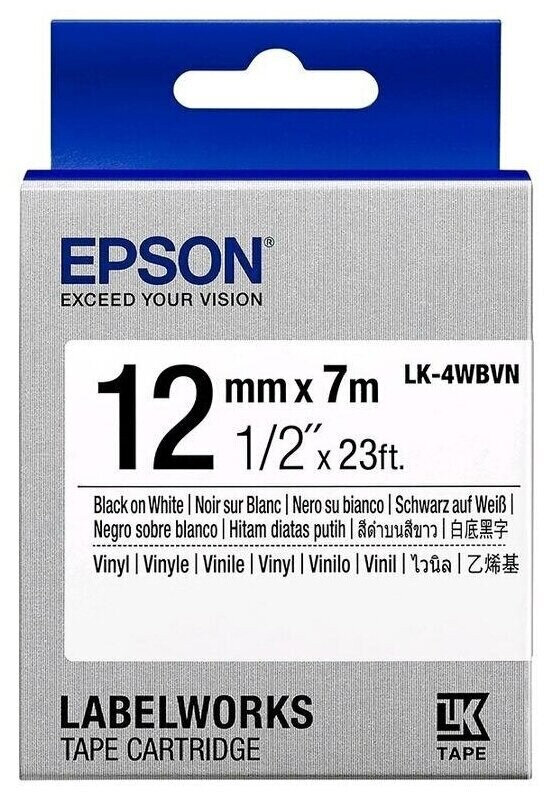 Epson C53S654041 (LK-4WBVN) Original Black Label Ribbon on White - LW-K400VP