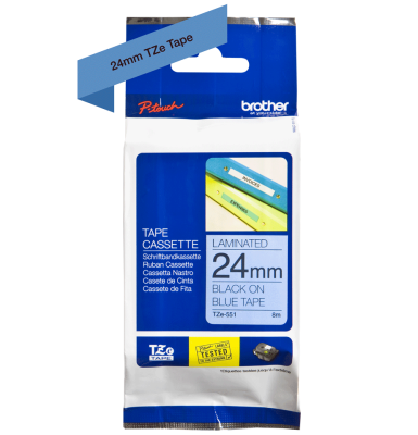 Brother TZE-551 Blue On Black Original Label 24mm x 8m - PT-D600