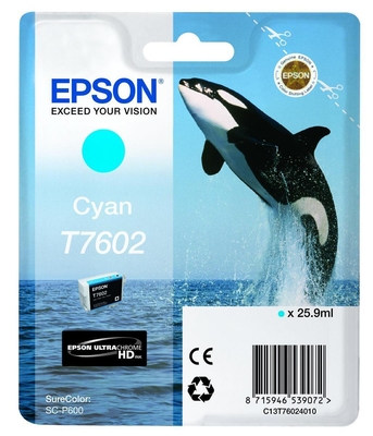 Epson C13T76024010 (T7602) Cyan Original Cartridge - SureColor SC-P600 (Ex)
