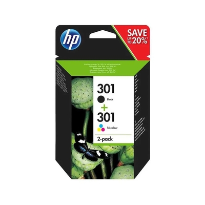 HP N9J72AE (301) Dual Pack Black+Colour Original Cartridge - DeskJet 1000