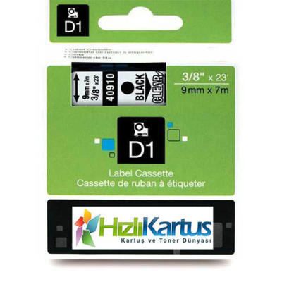Dymo D1 40910 Şeffaf Üzerine Siyah Muadil Etiket Ş