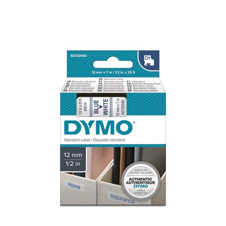 Dymo 45014 Weiß/Blau D1 Ersatzband (12 mm x 7 m)