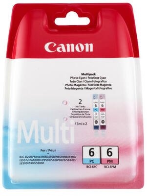 Canon BCI-6PC / BCI-6PM (4709A018AA) Original Dual Pack Cartridge - BJC-8200