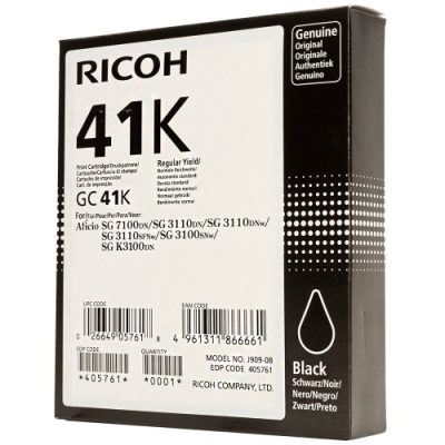 Ricoh GC41K 405765 Geljet Black Original Kartusche - SG2100 / SG3110 / SG3100