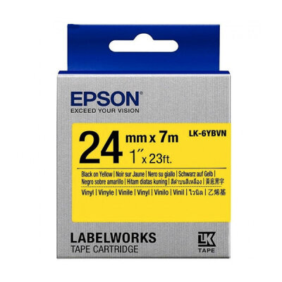Epson C53S656021 (LK-6YBVN) Original Black Label Ribbon on Yellow - LW-600P