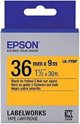 Epson C53S657005 (LK-7YBP) Original Black Label Ribbon on Yellow - LW-600P