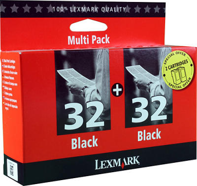 Lexmark 32+32ZCARTKEEP0001ZXQQ Dual Pack Black Cartridge - X