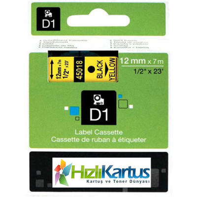Dymo D1 45018 Sarı Üzerine Siyah Muadil Etiket Şer