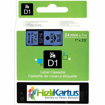 Dymo D1 53716 Mavi Üzerine Siyah Muadil Etiket Şer