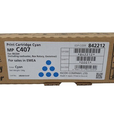 Ricoh 842212 Blue Mavi Toner — MPC407