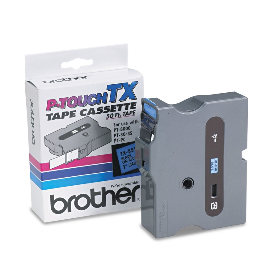 Brother TX-551 Black On Blue Original Ribbon - 24mm x 15m