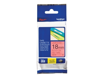 Brother TZE-441 Kırmızı Üzerine Siyah Orjinal Etiket 18mm x 8m - PT-1300