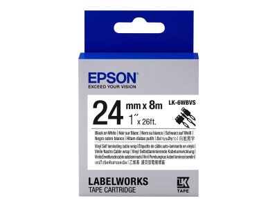Epson C53S656022 (LK-6WBVS) Original Black Label Ribbon on White - LW-600P