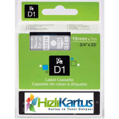 Dymo D1 45810 Şeffaf Üzerine Siyah Muadil Etiket Ş