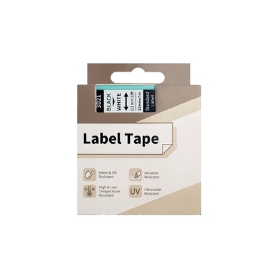 AIMO 3D21 Beyaz Üzerine Siyah Etiket Şeridi 12mm x