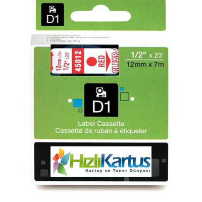 Dymo D1 45012 Şeffaf Üzerine Kırmızı Muadil Etiket