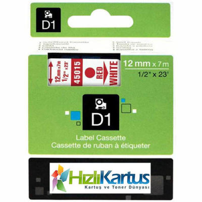 Dymo D1 45015 Beyaz Üzerine Kırmızı Muadil Etiket