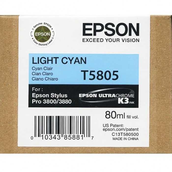 Epson C13T580500 (T5805) Originalpatrone, Hellblau.