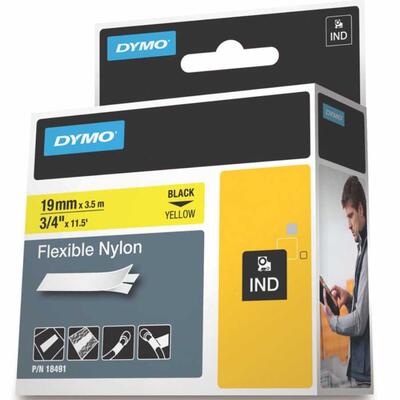 Dymo Rhino Pro Gelbschwarz Flexibler Nylonstreifen 19mm