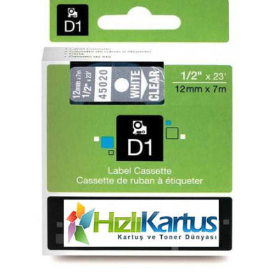 Dymo D1 45020 Şeffaf Üzerine Beyaz Muadil Etiket Ş