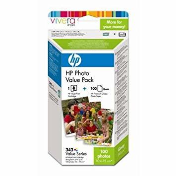 HP Q7934E (343) Original Cartridge and 100 Photo Paper - Deskjet 5740