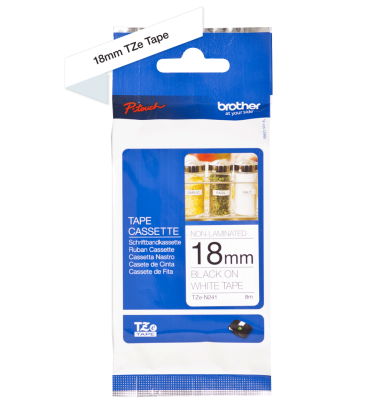 Brother TZ-N241 Black on White Non Laminated Tape 18mm x 8m - PT-1750
