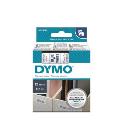 Dymo 45014 Weiß/Blau D1 Ersatzstreifen (12 mm x 7) m Tags
