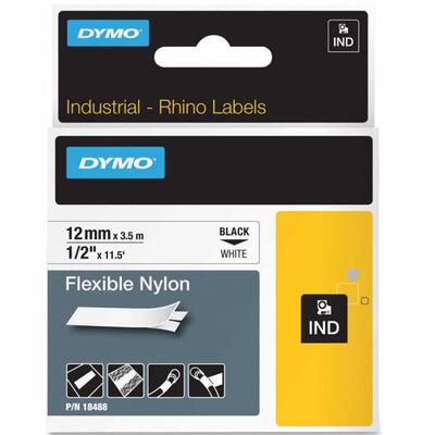 Dymo RhinoPRO 18488 Weißer/schwarzer flexibler Nylonstreifen