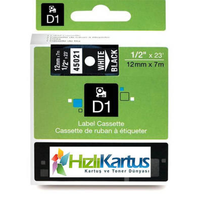 Dymo D1 45021 Siyah Üzerine Beyaz Muadil Etiket Şe