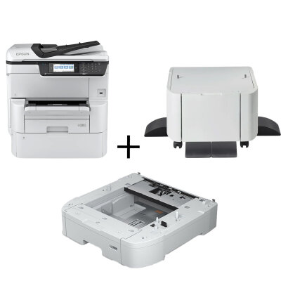 (SET) Epson WF-C878RDWF Multifunction A3 Inkjet Printer + Epson 7112434 High Cabinet + Epson PXA3CU2 500-Sheet Paper Cassette Included