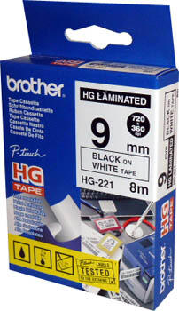 Brother HG221 Beyaz Üzerine Siyah Etiket Şeridi 9m
