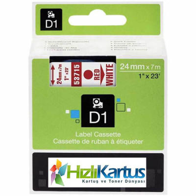Dymo D1 53715 Beyaz Üzerine Kırmızı Muadil Etiket