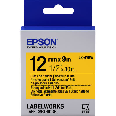 Epson C53S654014 (LK-4YBW) Original Black Label Ribbon on Yellow - LW-400VP