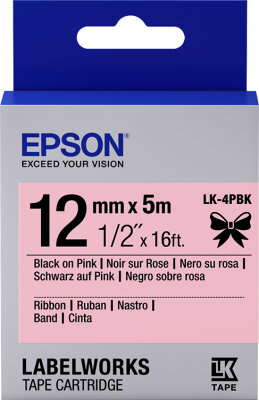 Original Epson C53S654031 (LK-4PBK) Pink with Black Label Ribbon - LW-K400VP